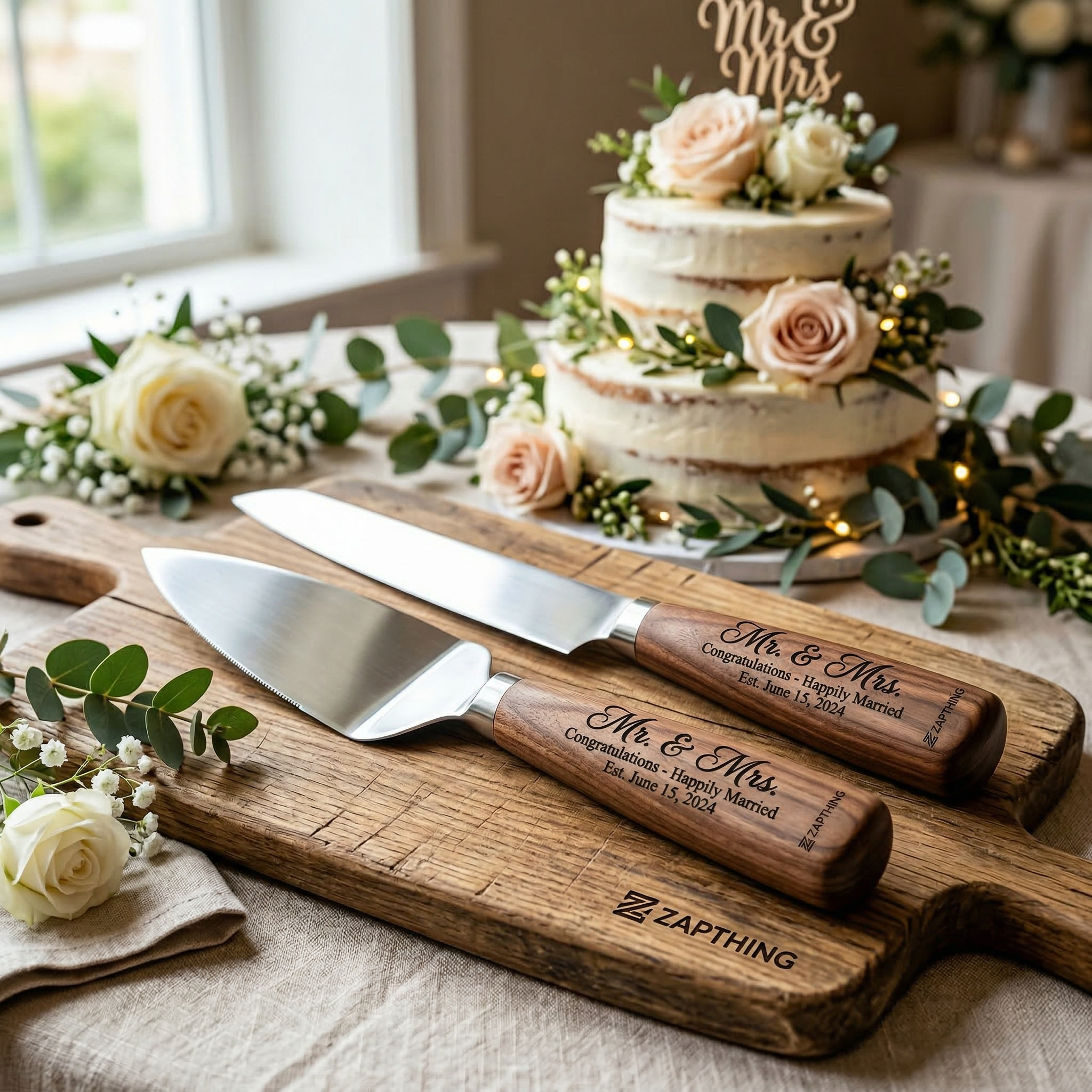 Zapthing Wooden Cake Set Rustic