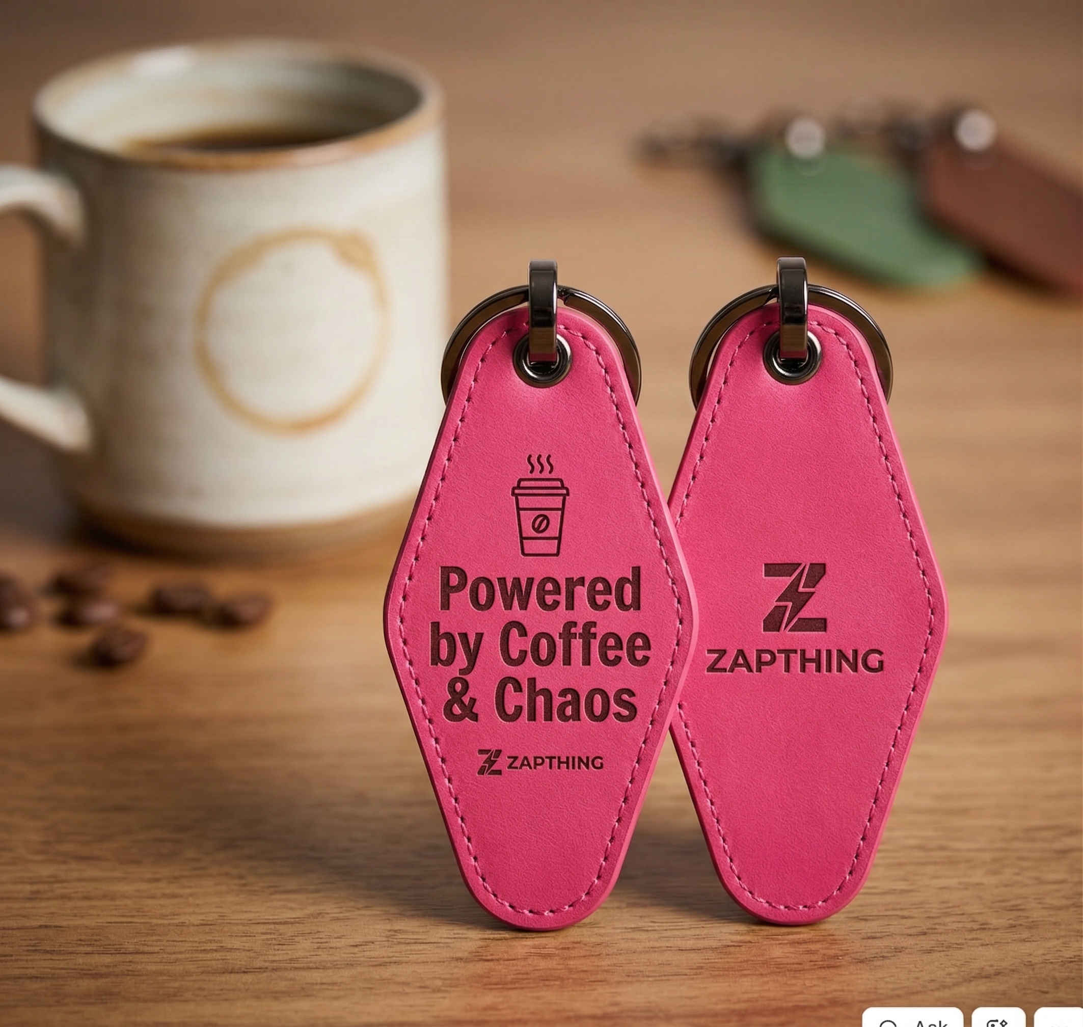 Zapthing Keychain - Coffee Chaos Pink